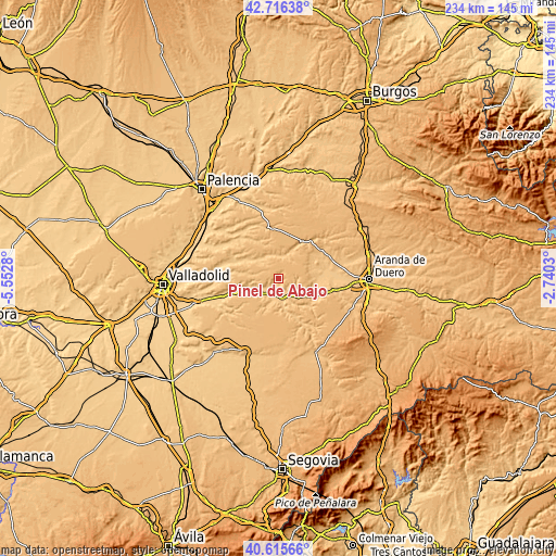 Topographic map of Piñel de Abajo