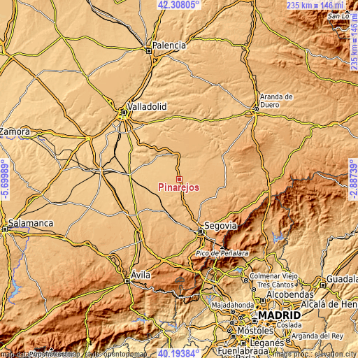 Topographic map of Pinarejos