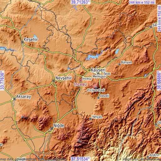 Topographic map of İncesu