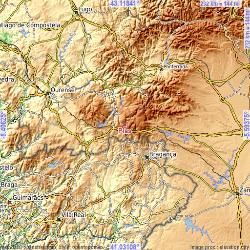 Topographic map of Pías