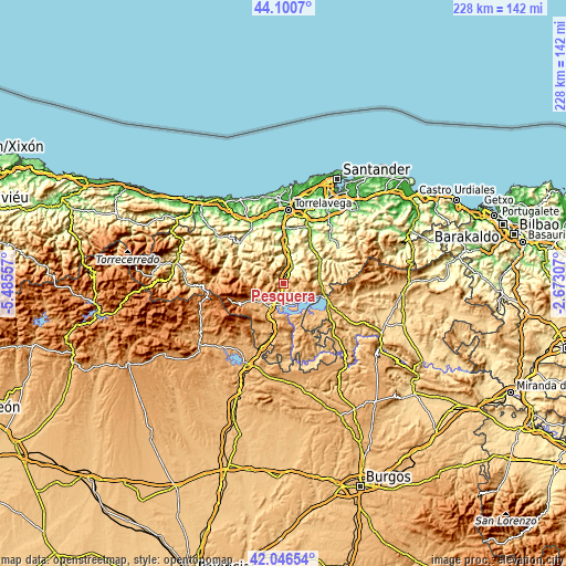 Topographic map of Pesquera