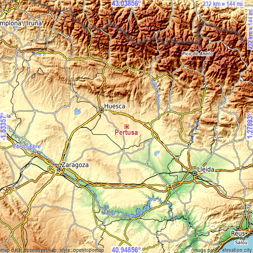 Topographic map of Pertusa