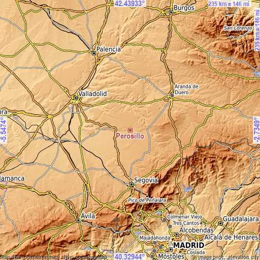 Topographic map of Perosillo