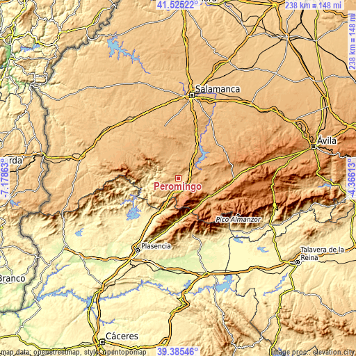 Topographic map of Peromingo