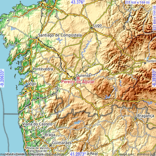 Topographic map of Pereiro de Aguiar