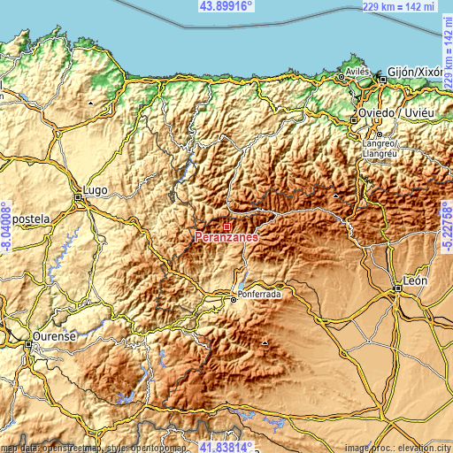 Topographic map of Peranzanes