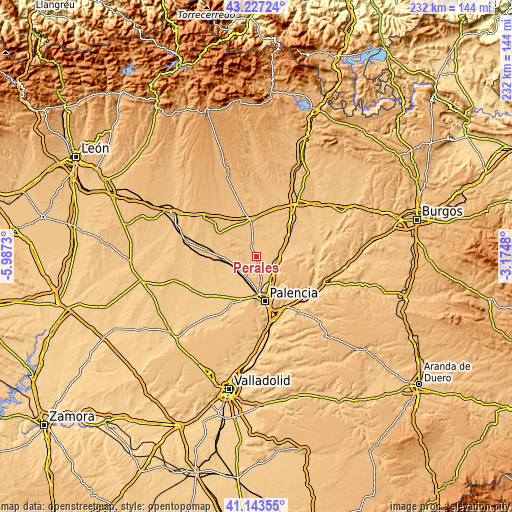 Topographic map of Perales