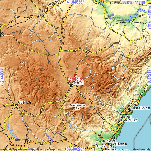 Topographic map of Peralejos