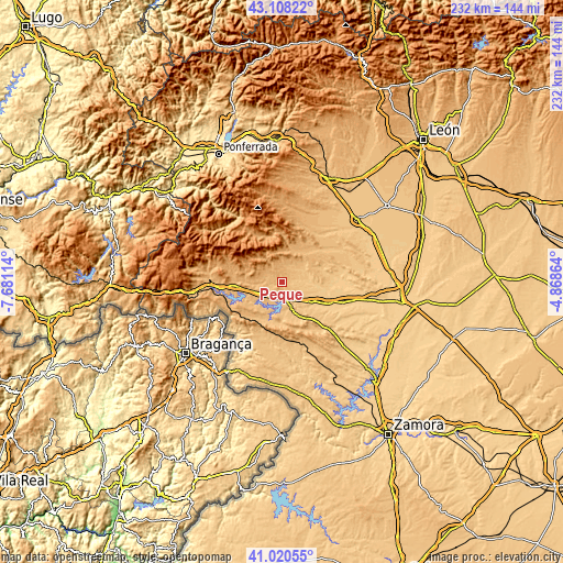 Topographic map of Peque