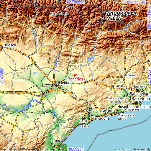 Topographic map of Penelles