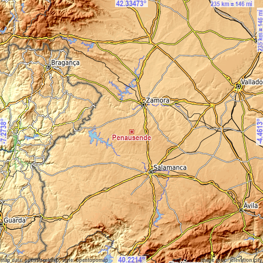 Topographic map of Peñausende