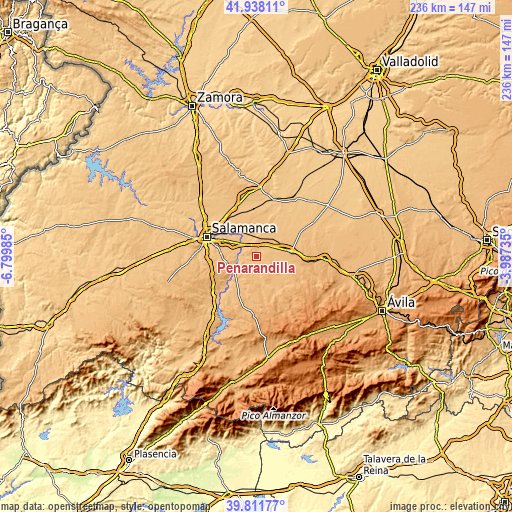 Topographic map of Peñarandilla