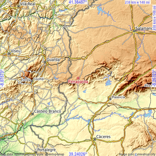 Topographic map of Peñaparda