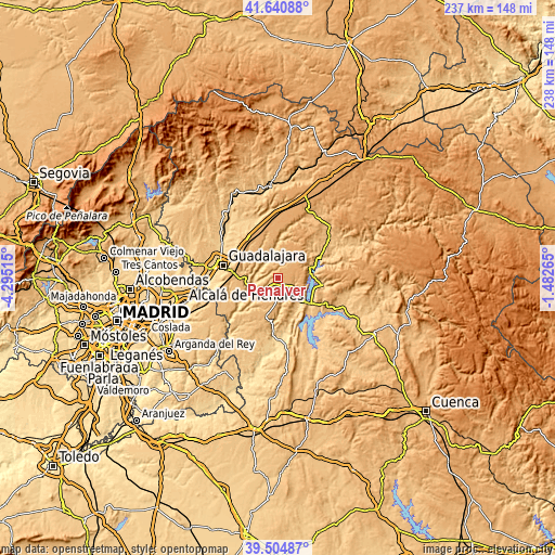 Topographic map of Peñalver