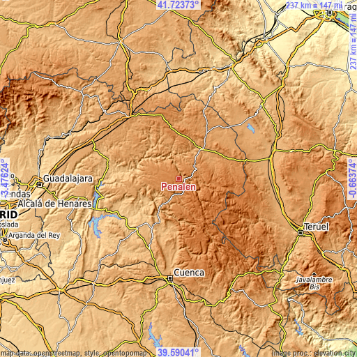 Topographic map of Peñalén