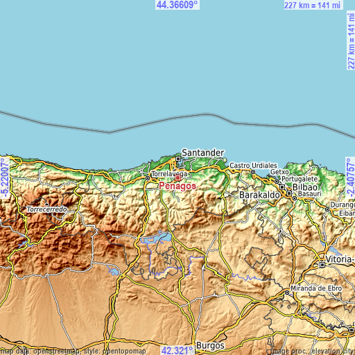 Topographic map of Penagos
