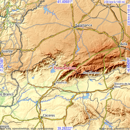 Topographic map of Peñacaballera