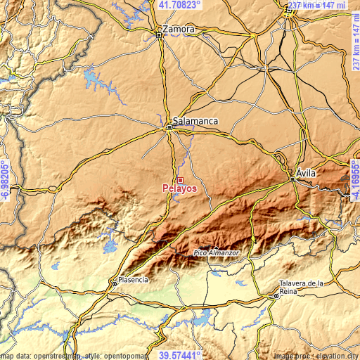 Topographic map of Pelayos