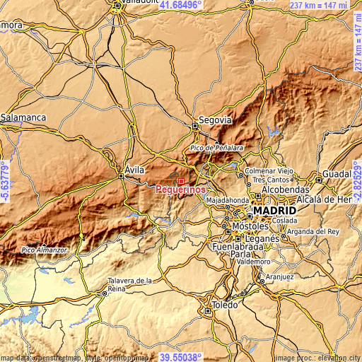 Topographic map of Peguerinos