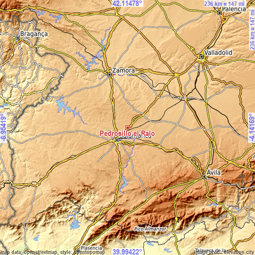 Topographic map of Pedrosillo el Ralo