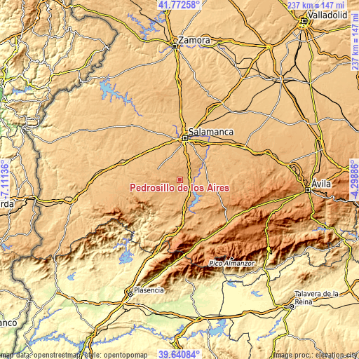 Topographic map of Pedrosillo de los Aires