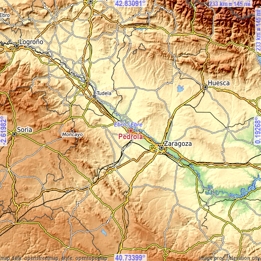 Topographic map of Pedrola