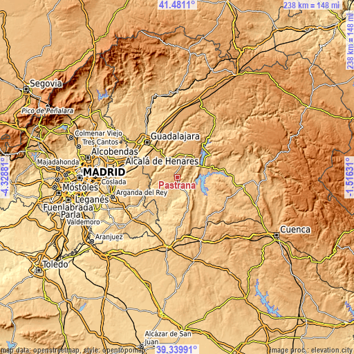 Topographic map of Pastrana