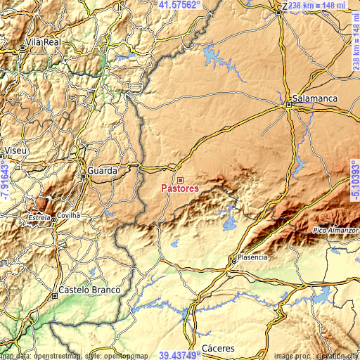 Topographic map of Pastores