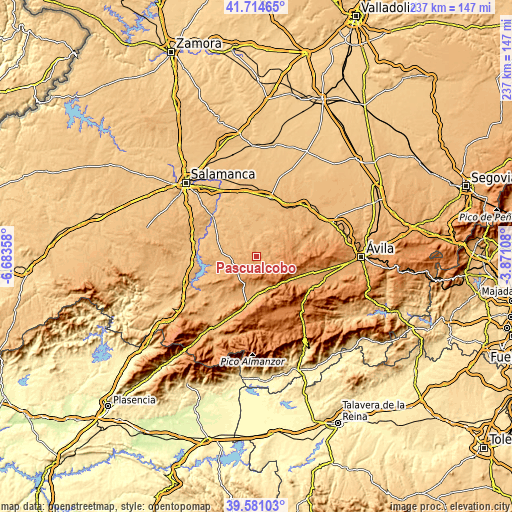 Topographic map of Pascualcobo