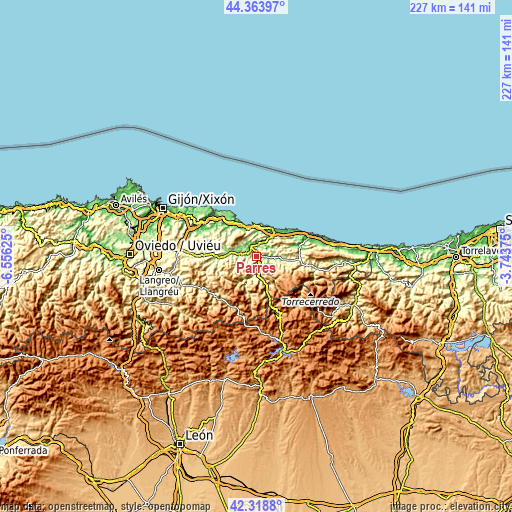 Topographic map of Parres