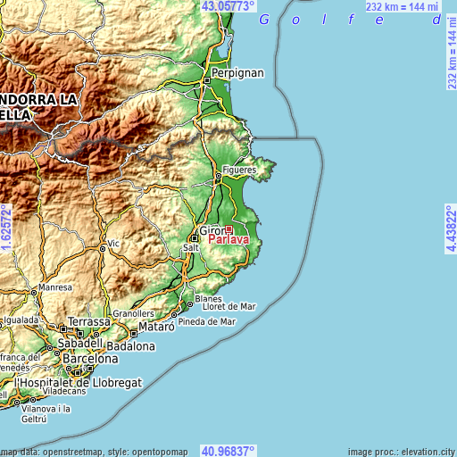 Topographic map of Parlavà