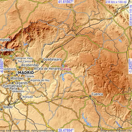 Topographic map of Pareja