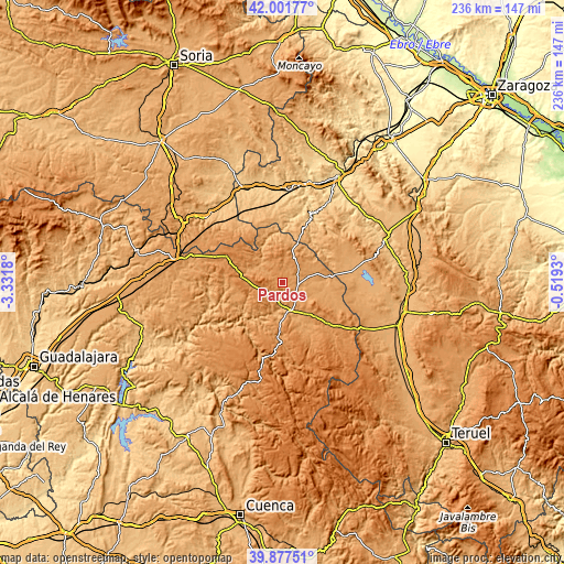 Topographic map of Pardos