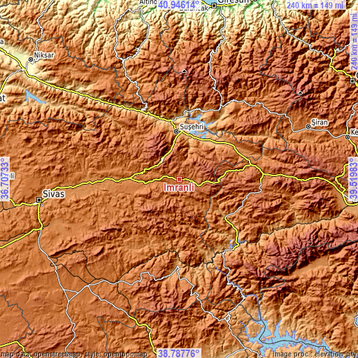 Topographic map of İmranlı