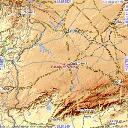 Topographic map of Parada de Arriba