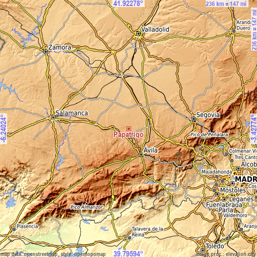 Topographic map of Papatrigo