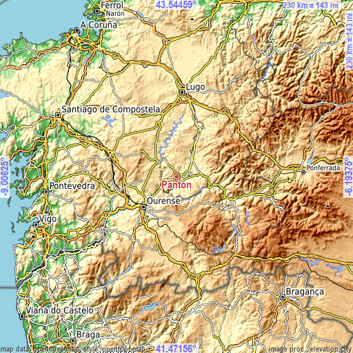 Topographic map of Pantón