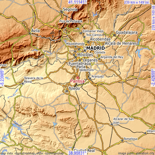 Topographic map of Pantoja