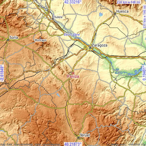 Topographic map of Paniza