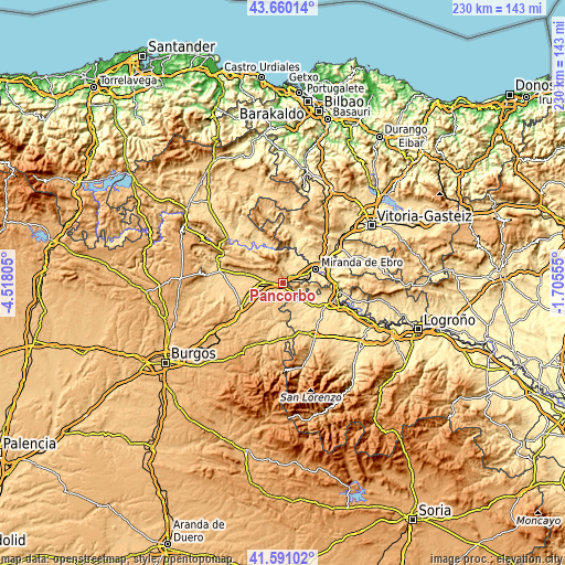 Topographic map of Pancorbo