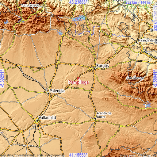 Topographic map of Pampliega