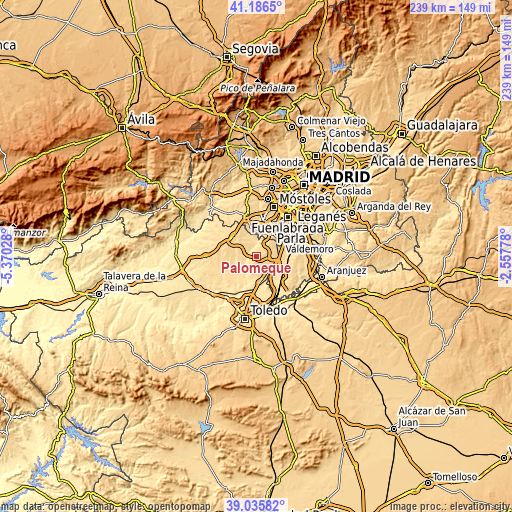 Topographic map of Palomeque