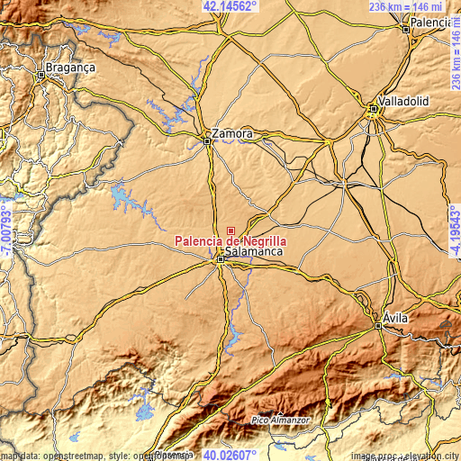 Topographic map of Palencia de Negrilla