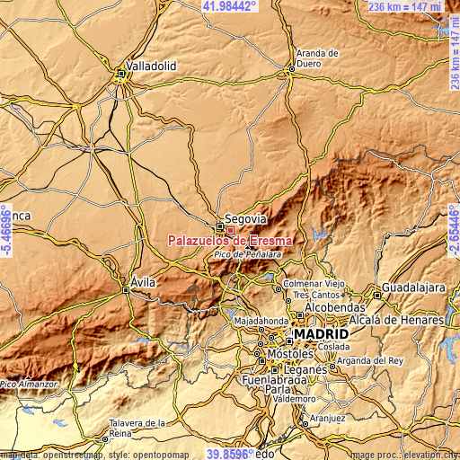 Topographic map of Palazuelos de Eresma