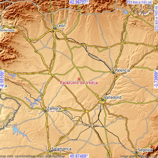 Topographic map of Palazuelo de Vedija