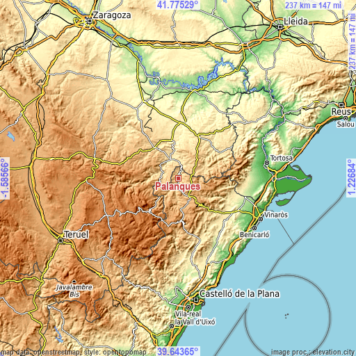 Topographic map of Palanques