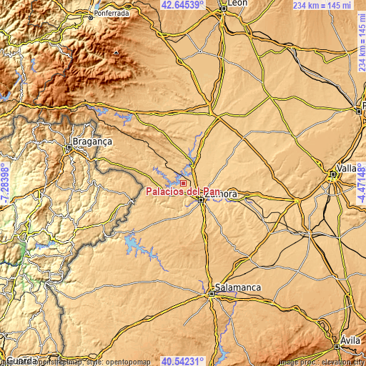 Topographic map of Palacios del Pan