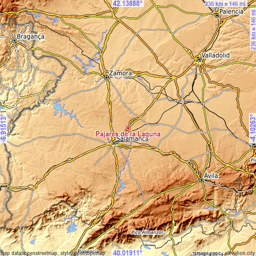 Topographic map of Pajares de la Laguna