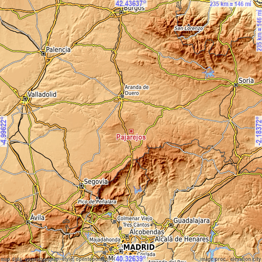 Topographic map of Pajarejos