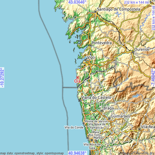 Topographic map of Oia